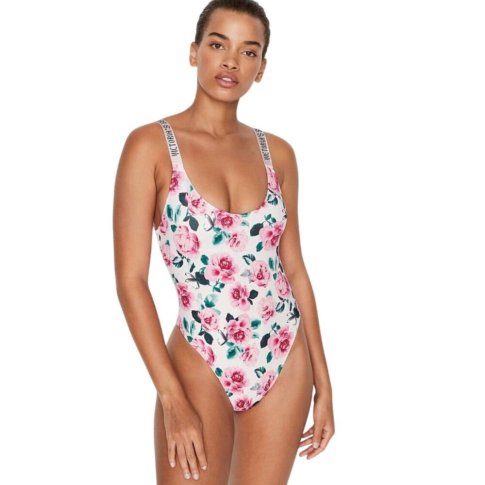 Victoria's Secret Shine Strap Plunge Floral One-Piece Swimsuit NWT